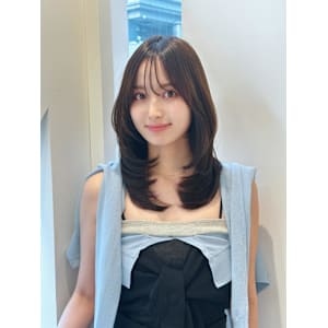 韓国　レイヤーカット　ワンカール　グレージュカラー