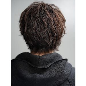 波巻きスパイラルメンズヘアマッシュツイストパーマウルフカット