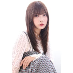 20代30代 ロングレイヤー 顔周りレイヤー マロンベージュ