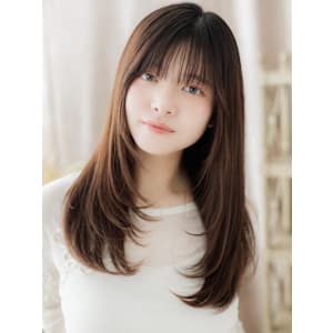 暗髪アッシュブラウン重軽ロングレイヤー　チャコールグレー