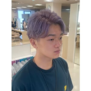 銀座/有楽町/メンズ/毛流れパーマ/ブリーチカラー