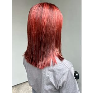 ブリーチ レッド ミディアム 艶カラー ツヤ髪 ダブルカラー