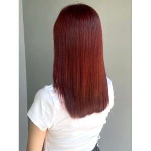 オレンジレッド ブリーチ レイヤーカット ダメージレス