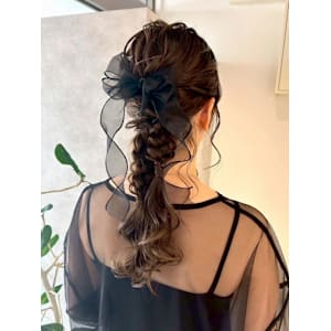 （nanaka）ブライダルフォトヘアセット/リボン編みおろし
