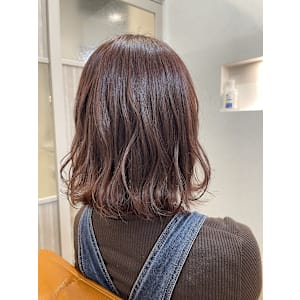 ピンクベージュボブ[髪質改善][縮毛矯正]