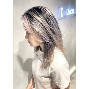 コントラストバレイヤージュ/シルバー/グレージュ