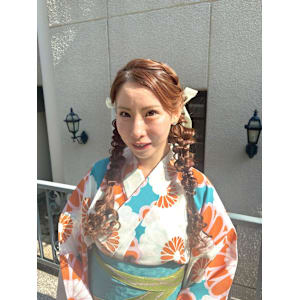 夏祭り/浴衣ヘア/着物ヘア/ヘアアレンジ/ツインアレンジ