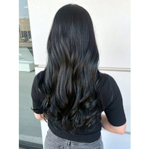 ブルーブラック 寒色系カラー ダブルカラー ゆる巻き ロング