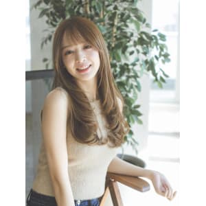 レイヤー　ワンカール　ロング　ベージュカラー　20代30代