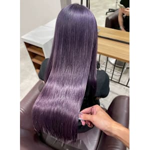 パープルアッシュ 髪質改善 艶髪 ブリーチ ストレート