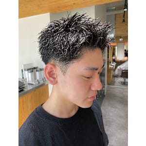 メンズショートスパイキーショートアップバング