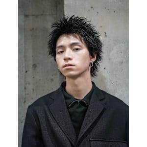 スパイキーショートフェザーアップバング刈り上げメンズショート