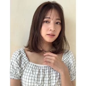 ワンカールミディアム/シースルーバング/オリーブベージュ