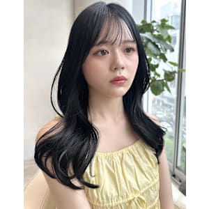 レイヤーカット/前髪カット/チャコールグレー/くびれ巻き