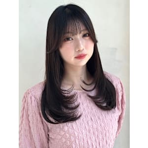 レイヤーカット/セミロング/ベージュ/縮毛矯正/前髪カット