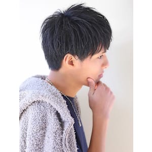 メンズショートツーブロックニュアンスカールマッシュ