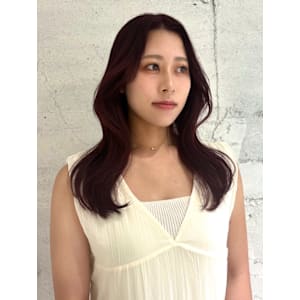 【YOKE】くびれレイヤーボルドーワインレッド顔周り