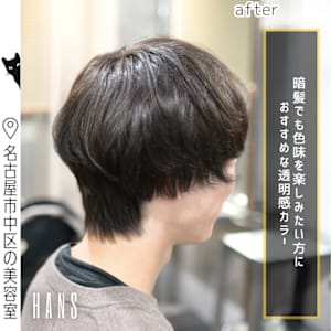 レイヤーカット｜暗髪カラーのメンズマッシュウルフカット