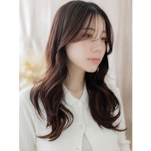 かき上げバング大人美人モテ髪韓国風巻き　チャコールグレー