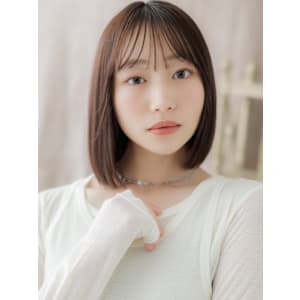 ダークブラウンシンプルストレートミニボブ　オリーブグレー
