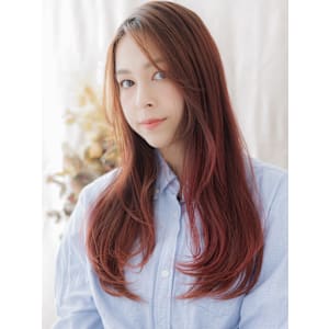 ツヤ感ワインレッドこなれエアストレート　エンドカラー