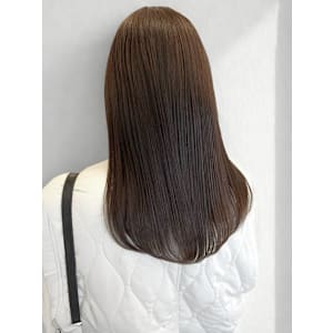 アッシュベージュ グレージュ レイヤー セミロング 髪質改善