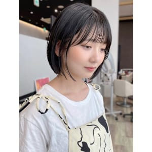 ぷっっとボブ*前髪ありボブ*ナチュラルボブ*黒髪*地毛風カラ
