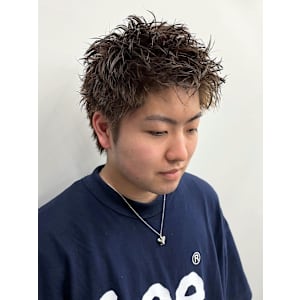 スパイキーショート ハイライト アップバング メンズショート