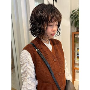 ボブパーマ/重めボブ/ウェーブパーマ/前髪パーマ