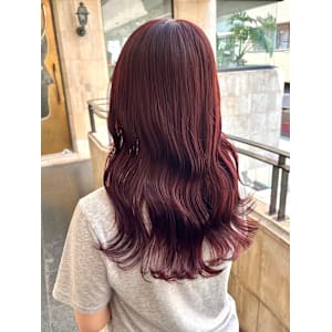 【YAGI】ブリーチなしダブルカラー大人の艶髪ワンレッド