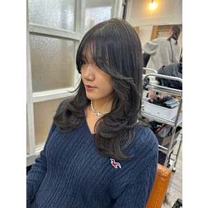 ワンホンレイヤー/レイヤーカット/中韓ヘア/オリーブベージュ