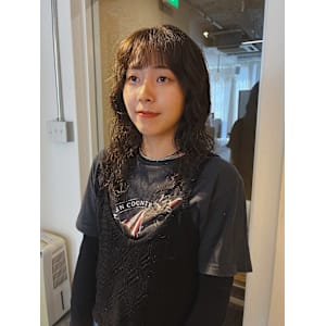 オリーブアッシュカラー/ロングパーマ/スパイラルパーマ