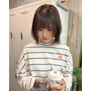 ショートウルフ/顔まわりレイヤー/ボブ/韓国/ブラウンベージ