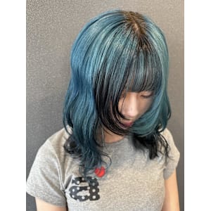 ウルフカット　ミントグリーン×ダークグレー