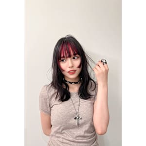 ベビーピンク/ウルフヘア/フレンチカジュアル/フェイスレイー