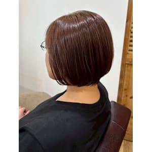 丸みボブ ショートボブ ブラウンカラー 艶髪 髪質改善