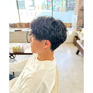 メンズスパイラルパーマ/ハイライト/サーファーヘア/