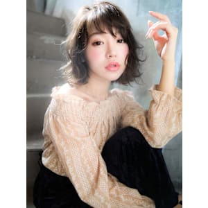 ダークブラウン×クセ毛風パーマ♪