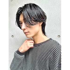 メンズボブウルフメンズミディアムレイヤーカットメンズウルフ