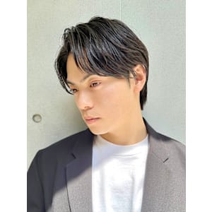 メンズボブウルフメンズミディアムレイヤーカットメンズウルフ