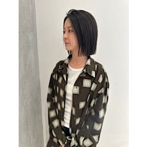 切りっぱなしボブ丸くない大人ボブ髪質改善アッシュグレージュ