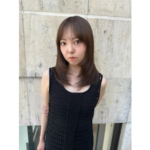 【HIROHUMI】韓国大人ミディアムレイヤーブラウンカラー