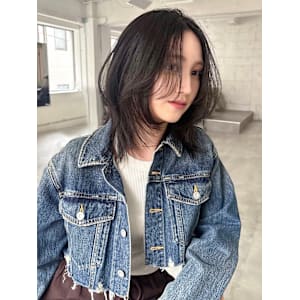 レイヤーカットフェイスレイヤーレイヤーボブブルーブラック