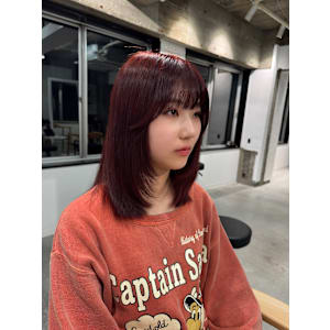 ワインレッドチェリーレッド暖色カラーミディアムレイヤー