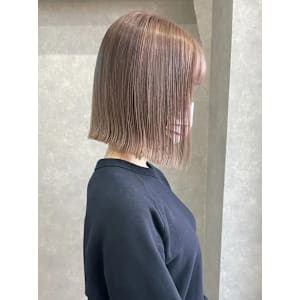 切りっぱなしボブ/ダブルカラー/ピンクミルクティー