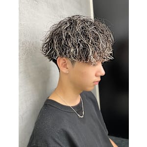 波巻きスパイラルパーマ ホワイトメッシュ