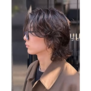 ニュアンスパーマメンズボブウルフカット