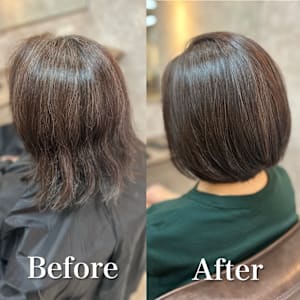 白髪ぼかし(ボブ)白髪キレイにマイナス10歳