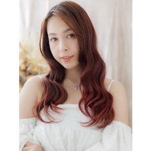 波巻きウェーブチェリーレッドくびれロング　エンドカラー - COVER HAIR bliss【カバーヘア ブリス】上尾/上尾西口店【カバーヘアブリス アゲオ アゲオニシグチテン】掲載中