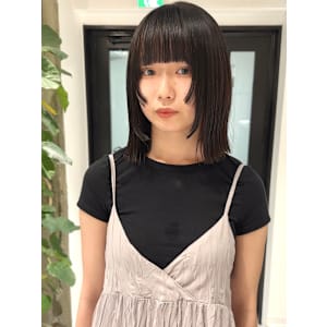 【YOKE】ハイライトカラーセピアベージュ外ハネボブ大人ボブ